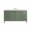 James Martin Vanities Chicago 60in Single Vanity, Smokey Celadon w/ 3 CM White Zeus Top 305-V60S-SC-3WZ